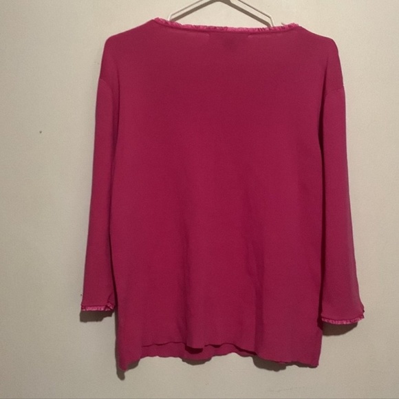 💋3/30 Saturated  Barbie pink ruffled v neck top - Picture 5 of 6